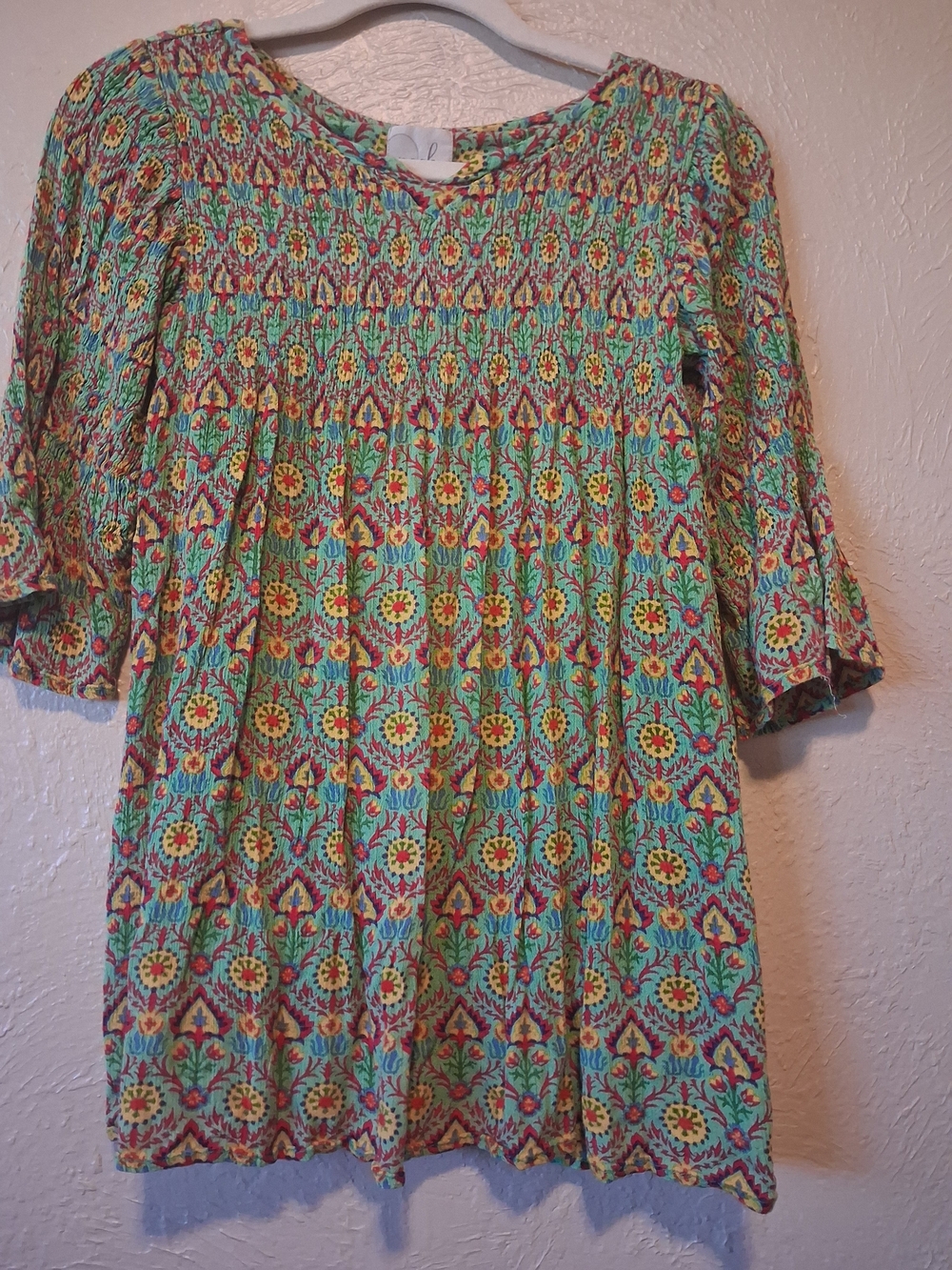 Peek Green Multi-Color Floral Smocked Dress